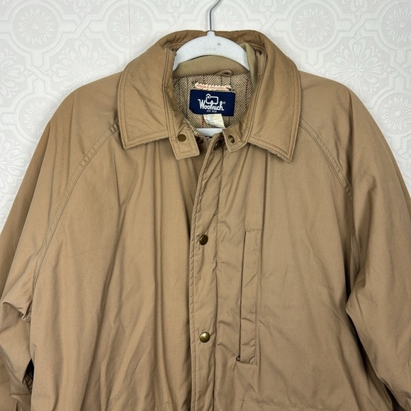 Woolrich 70s Vintage Chore Puffer Coat Longline Tan Warm Wool Lined Winter - Picture 2 of 7